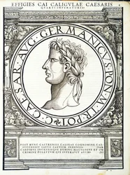 Caius Caligula, Illustration aus Imperatorum romanorum omnium orientalium et occidentalium verissimae imagines ex antiquis numismatis